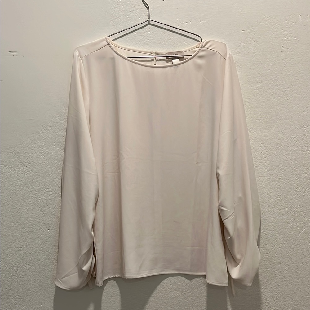 LOFT Cream Blouse with Long Sleeves